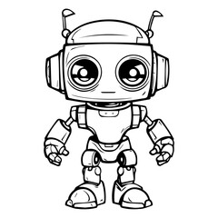 Sleek and futuristic full-body cute robot with a polished metallic exterior, powerful presence, embodying advanced technology and innovation.