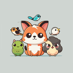 Vector logo illustration of a cute baby animal, in a cartoon style