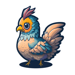 Chicken Sticker illustration, Png Image Ready To Use. Animal Sticker Design Series