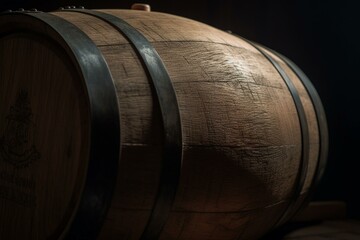 Barrel made from oak for aging wine or other spirits. Generative AI