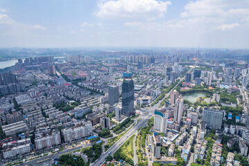Naklejka na ściany i meble Aerial photography of urban buildings in Tianyuan District, Zhuzhou, China