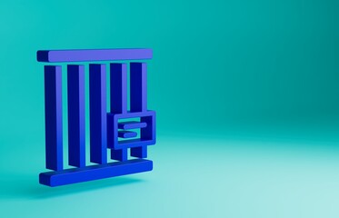 Blue Animal cage icon isolated on blue background. Minimalism concept. 3D render illustration