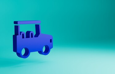 Blue Safari car icon isolated on blue background. Minimalism concept. 3D render illustration