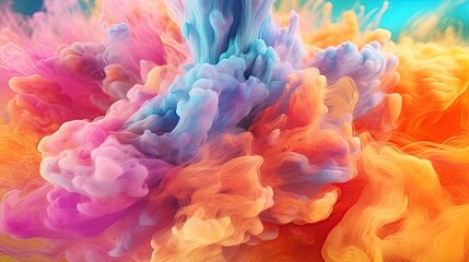 Obraz premium Abstract colorful pastel color cloud background. Colorful Ink Diffusion in Water. Generative AI
