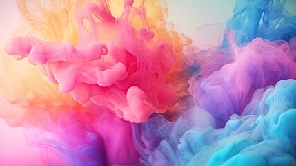 Fototapeta premium Abstract colorful pastel color cloud background. Colorful Ink Diffusion in Water. Generative AI