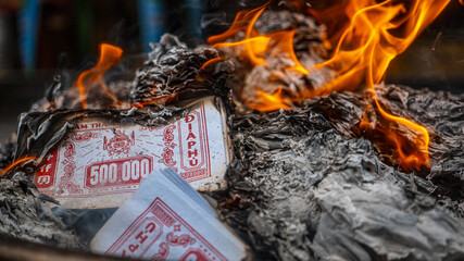 burn, fire money in Asia, Vietnam