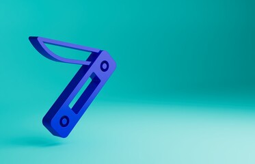 Blue Swiss army knife icon isolated on blue background. Multi-tool, multipurpose penknife. Multifunctional tool. Minimalism concept. 3D render illustration