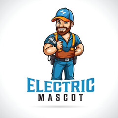 Electrician Worker Mascot Logo Design