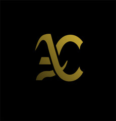 typography logo design, with the letters "AC". name logo