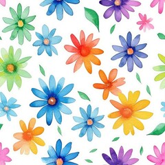 Fototapeta premium Fashionable pattern watercolor simple flower Floral seamless background for textiles, fabrics, covers, wallpapers, print, gift wrapping and scrapbooking