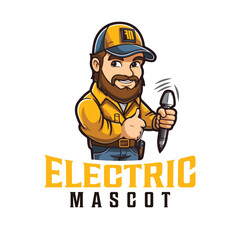 Electrician Worker Mascot Logo Design