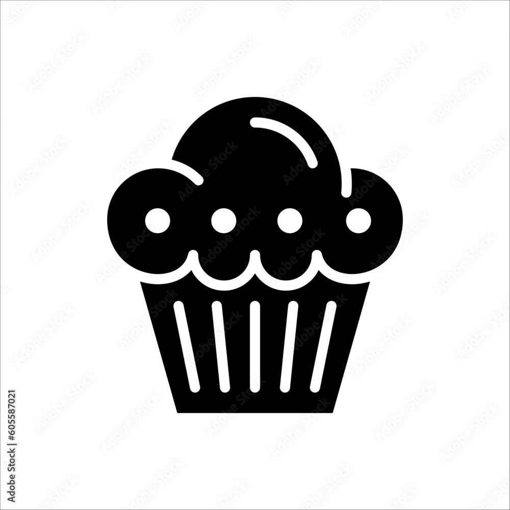 Aufkleber solid vector icon for cupcake which can be used various design projects.