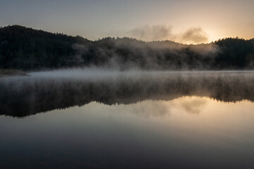 Fototapeta na wymiar Misty Morning View of Lake Tahoe