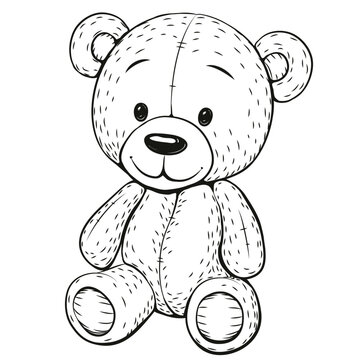 Sketch of Teddy bear isolated on a white background