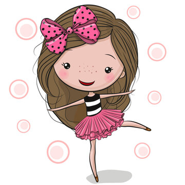Cartoon Dancing girl on a white background