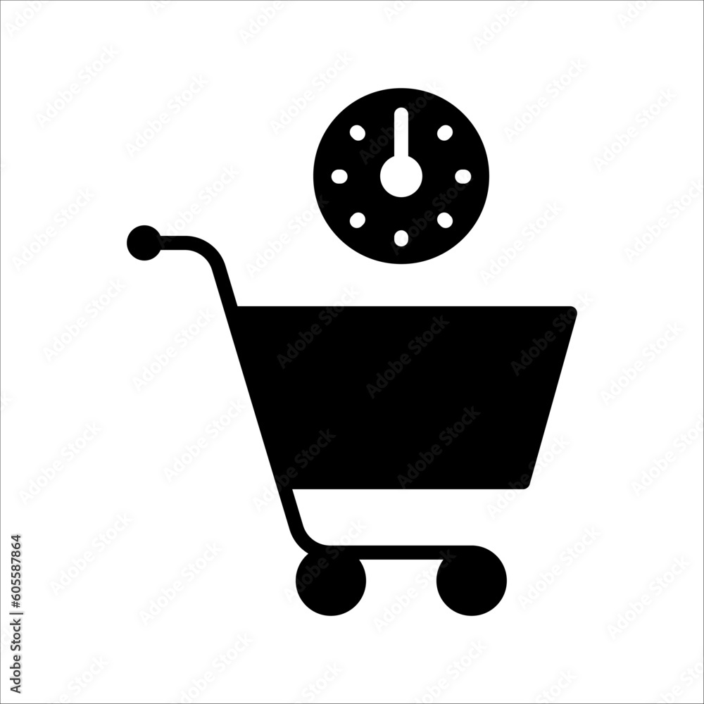 Poster solid vector icon for shopping time which can be used various design projects.