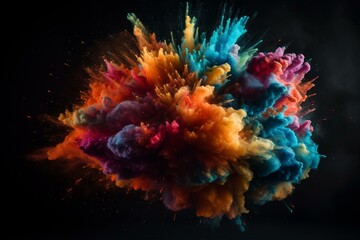 Fototapeta na wymiar Explosion of colors in the sky, set against a dark backdrop. Generative AI