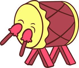 Islamic Mosque Drum Flat Hand Drawn Illustration