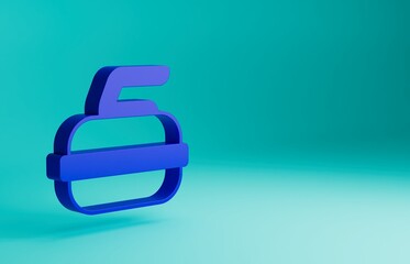 Blue Stone for curling sport game icon isolated on blue background. Sport equipment. Minimalism concept. 3D render illustration