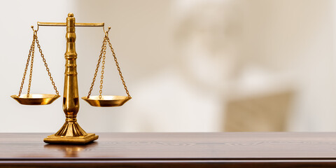 Legal scales, scales of justice. background for advertising legal services. copy space. Law concept...