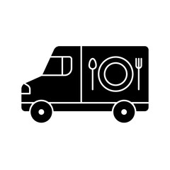 Food delivery icon vector. Takeaway food illustration sign. fast food symbol. Restaurant on wheels logo.