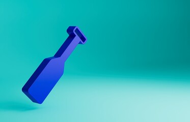 Blue Paddle icon isolated on blue background. Paddle boat oars. Minimalism concept. 3D render illustration