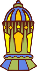 Islamic Mosque Decorative Lantern Flat Hand Drawn Illustration