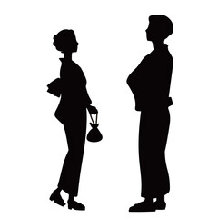 浴衣姿のカップルのシルエットのイラスト