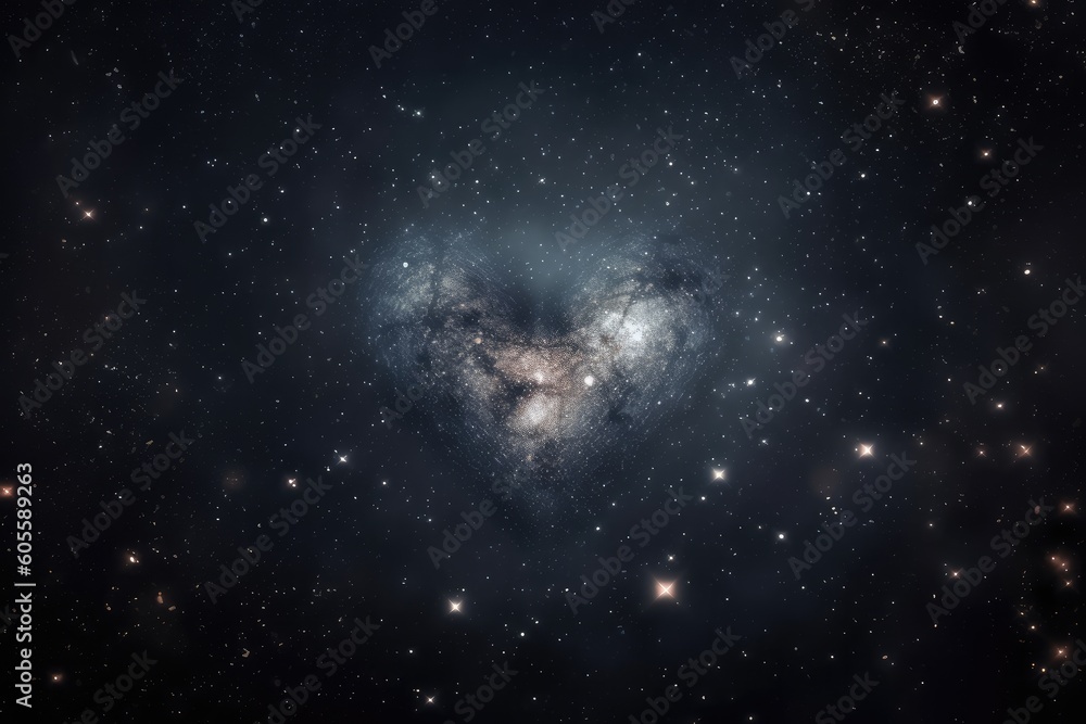 Canvas Prints heart, surrounded by a nebula of twinkling stars and dust, created with generative ai