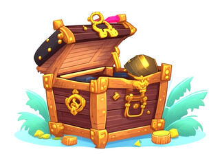 pirate treasure wooden chest illustration artificial intelligence