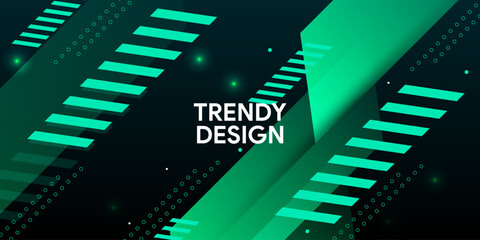 dynamic sporty horizontal green gradient color background with modern digital shape design