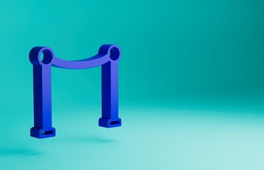 Blue Rope barrier icon isolated on blue background. VIP event, luxury celebration. Celebrity party entrance. Minimalism concept. 3D render illustration