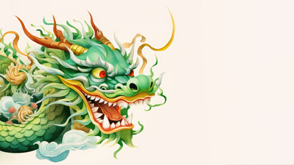 Fototapeta premium The green wooden dragon is the symbol of the new year 2024 according to the Chinese calendar.