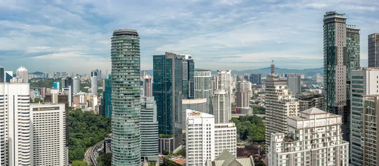 Foto op Aluminium Kuala Lumpur, Malaysia - 22 February 2023: Panorama aerial view of Kuala Lumpur City Centre with tallest skyscrapper. Kuala Lumpur skyline © Celt Studio