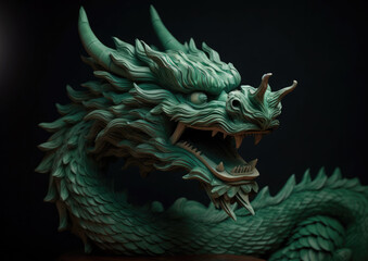 Fototapeta na wymiar The green wooden dragon is the symbol of the new year 2024 according to the Chinese calendar. Generative AI