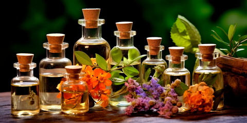 natural perfumes derived from botanical essences, highlighting the aromatic qualities and therapeutic benefits of natural scents. Generative AI