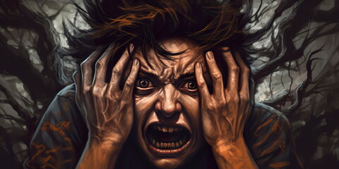 symptoms of panic disorder, showcasing panic attacks characterized by sudden and overwhelming fear, accompanied by physical symptoms like chest pain or dizziness. Generative AI