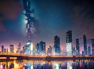 Fototapeta na wymiar Nighttime Splendor: Capturing the Energy and Dynamism of Urban Life in a Cityscape