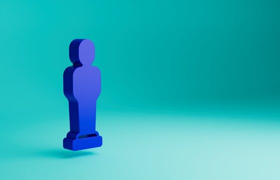 Blue Movie trophy icon isolated on blue background. Academy award icon. Films and cinema symbol. Minimalism concept. 3D render illustration