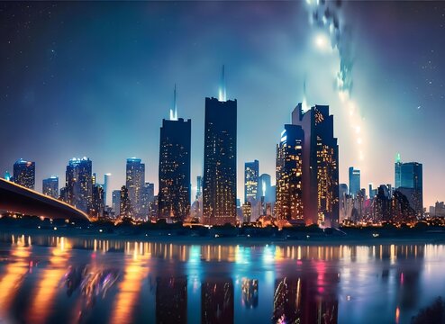 Nighttime Splendor: Capturing the Energy and Dynamism of Urban Life in a Cityscape