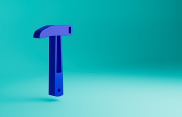 Blue Firefighter axe icon isolated on blue background. Fire axe. Minimalism concept. 3D render illustration