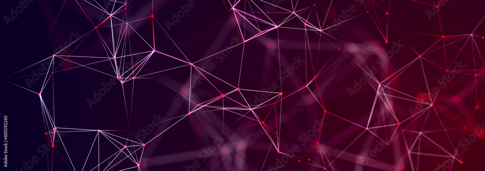 Poster polygonal background with dots and lines. network connection structure. science and technology. 3d