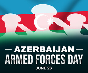 Azerbaijan Armed forces day wallpaper with waving flag and typography. Armed forces day background design