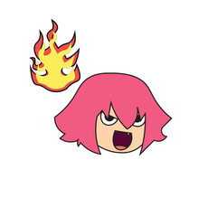 Vector image of cute angry girl icon