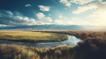 Obraz premium Dense Morning Mountain Landscape Digital Art Wallpaper Generated AI