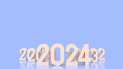 Fototapeta na wymiar The wood number 2024 for year content 3d rendering