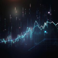 Naklejka na ściany i meble Financial Market Trends: Stock Market Investment Trading Graph, Currency Exchange Rates, Bullish and Bearish Points, Illustrated on Technology Abstract Background, Created by Generative AI