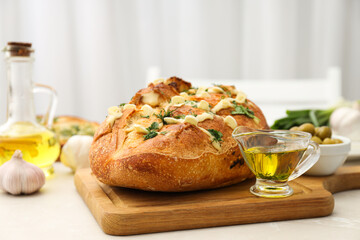 Tasty bakery product - garlic bread, homemade bread