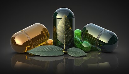 Herbal organic medicine product. Alternative herb medicine. Herbal vitamin.