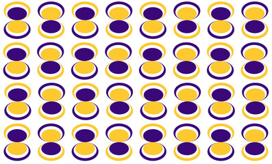 seamless pattern with colorful purple and yellow repeat circles on white background, replete image design for fabric printing
